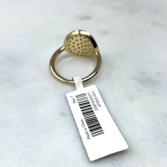 Banana Republic NWT Cubic Zirconia Faux Diamond Disk Gold Ring, Size 7 - Picture 6 of 8